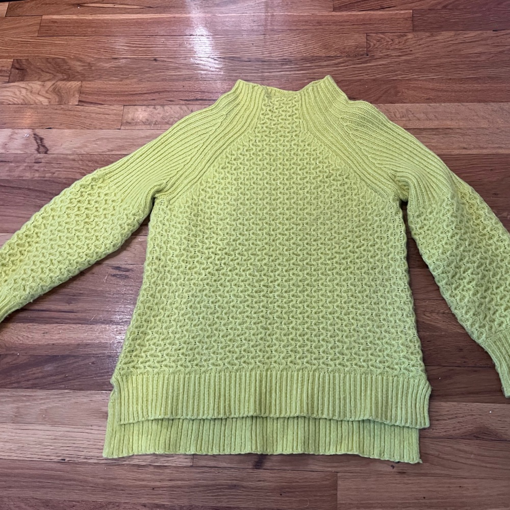 Anthropologie Bright Green Mockneck Sweater